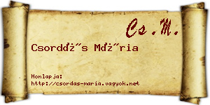 Csordás Mária névjegykártya