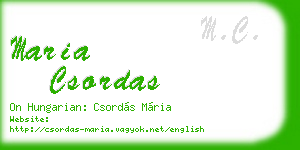 maria csordas business card
